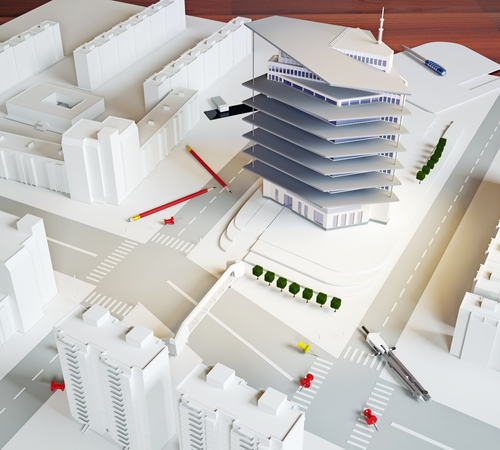 architectural model of a modern building (illustration)